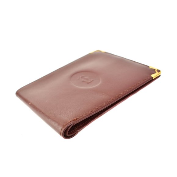 CARTIER: Burgundy, Leather Double C Logo Wallet pr - Picture 5 of 10
